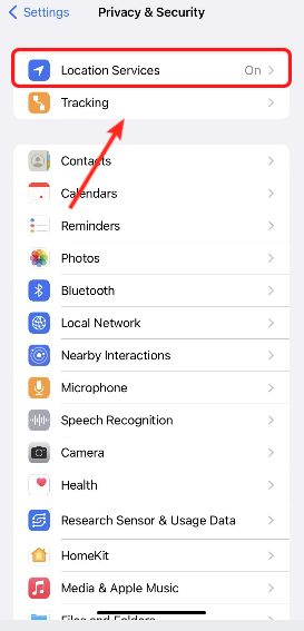 Find Location Services in iPhone