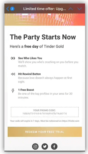 How to get Tinder Gold for free using free trial