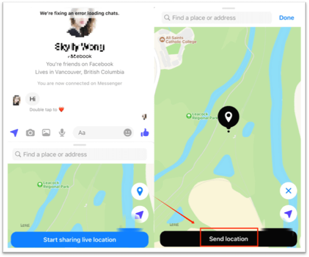 How to share a pinned location on Messenger